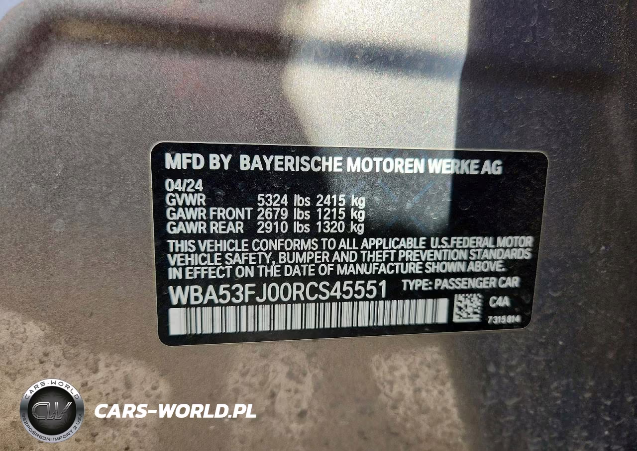 2024 BMW 530 Xi VIN:WBA53FJ00RCS45551 - 12