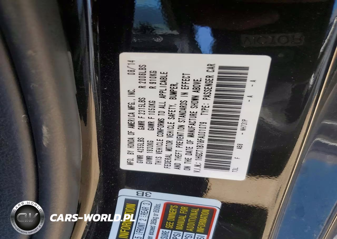 2015 Honda Accord Ex VIN:1HGCT1B78FA001079 - 13