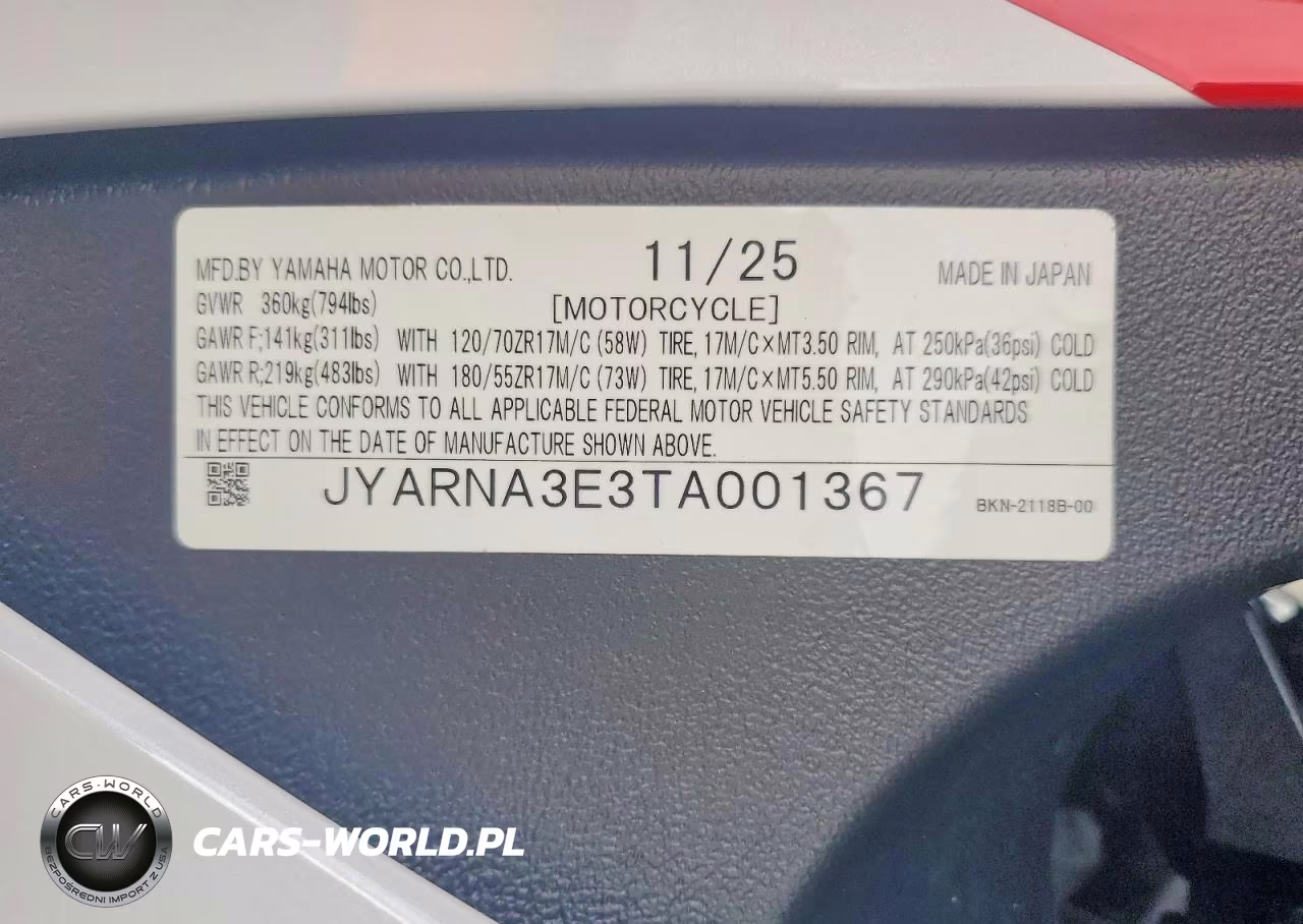 2026 Yamaha Yzf890 VIN:JYARNA3E3TA001367 - 9