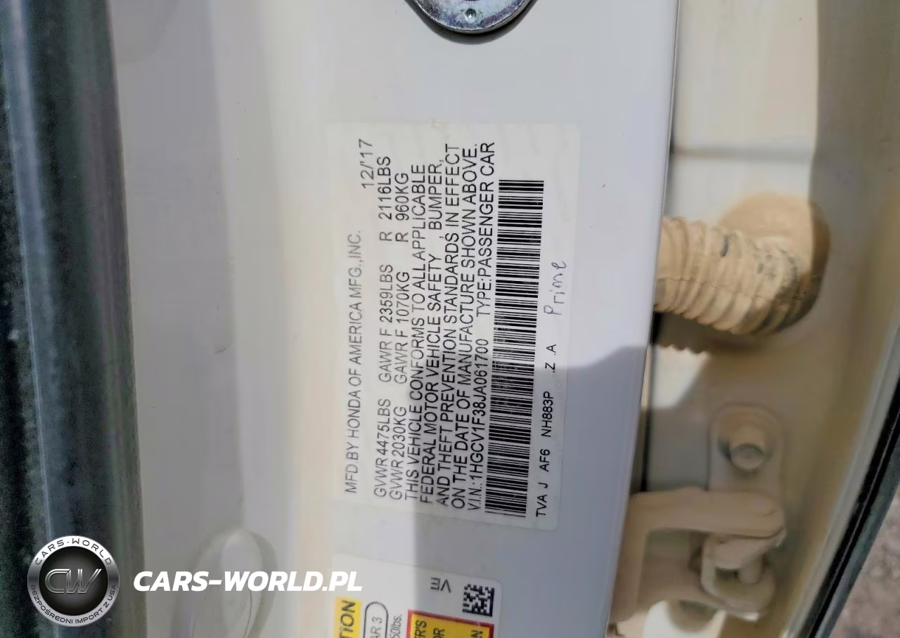 2018 Honda Accord Sport VIN:1HGCV1F38JA061700 - 12
