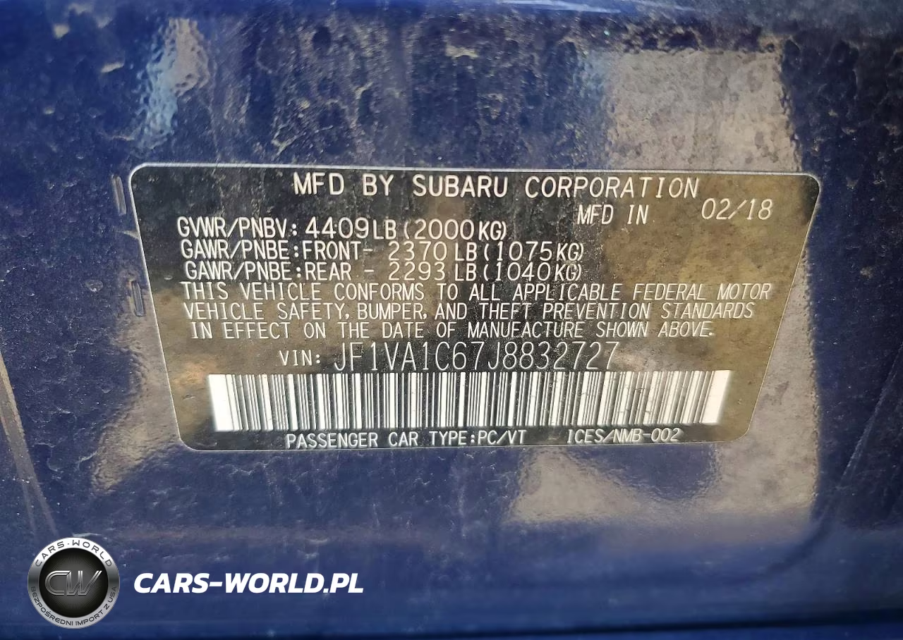 2018 Subaru Wrx Premium VIN:JF1VA1C67J8832727 - 13