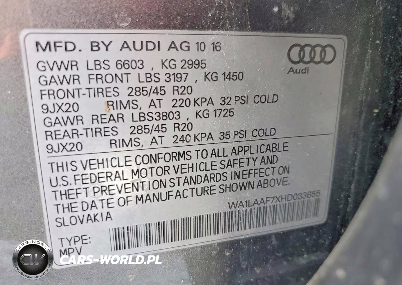 2017 Audi Q7 VIN:WA1LAAF7XHD033655 - 13