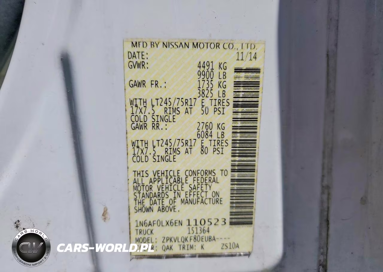 2014 Nissan Nv 2500 Hd S VIN:1N6AF0LX6EN110523 - 12