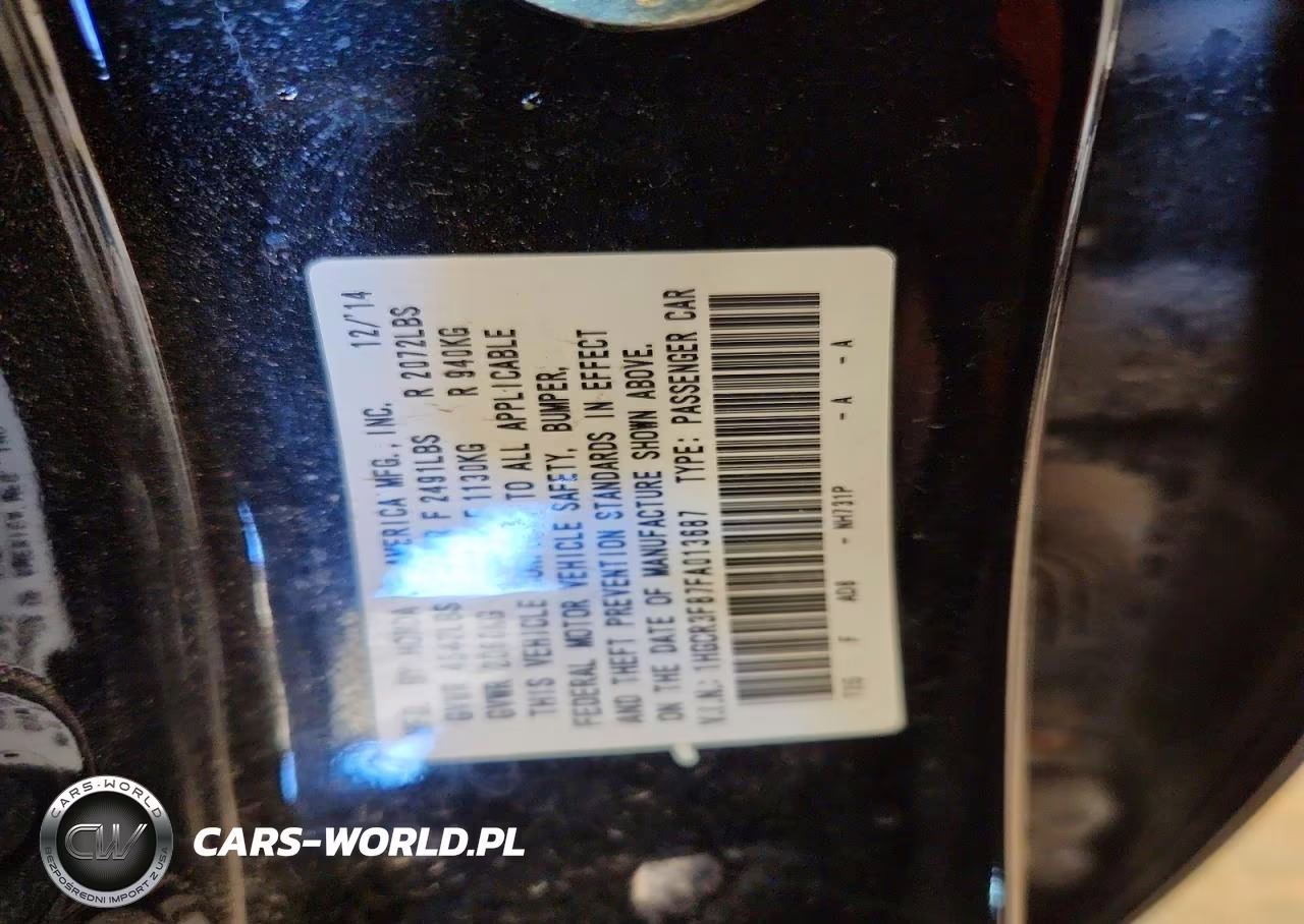 2015 Honda Accord Exl VIN:1HGCR3F87FA013687 - 12