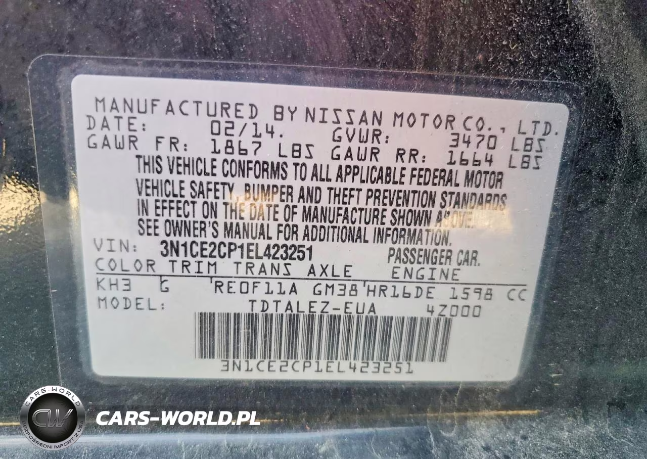 2014 Nissan Versa Note Sv VIN:3N1CE2CP1EL423251 - 13