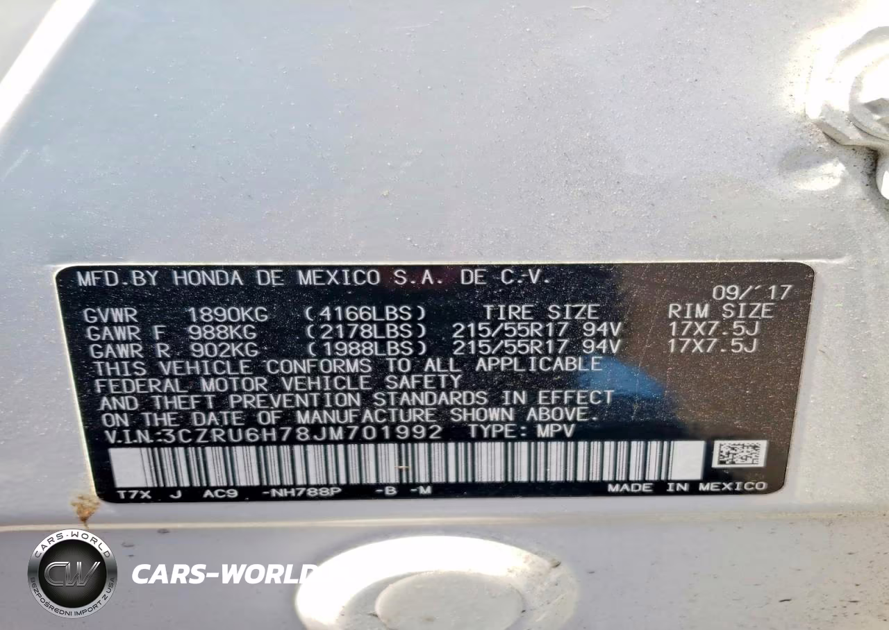 2018 Honda Hr-V Exl VIN:3CZRU6H78JM701992 - 12