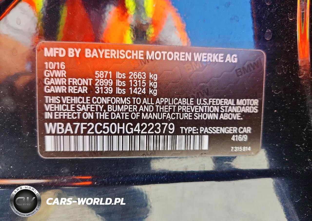 2017 BMW 750 Xi VIN:WBA7F2C50HG422379 - 13