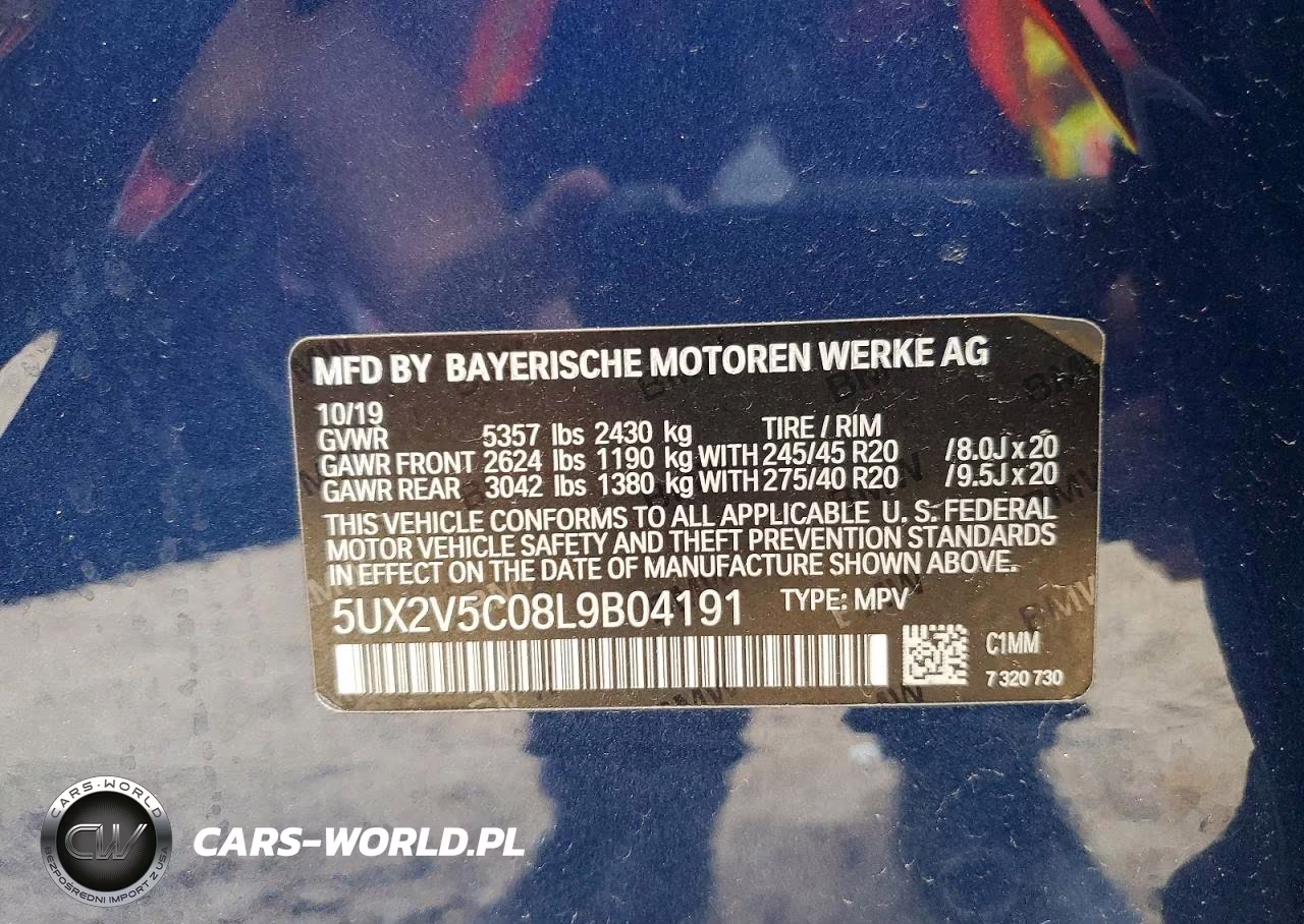 2020 BMW X4 xDrivem40I VIN:5UX2V5C08L9B04191 - 13