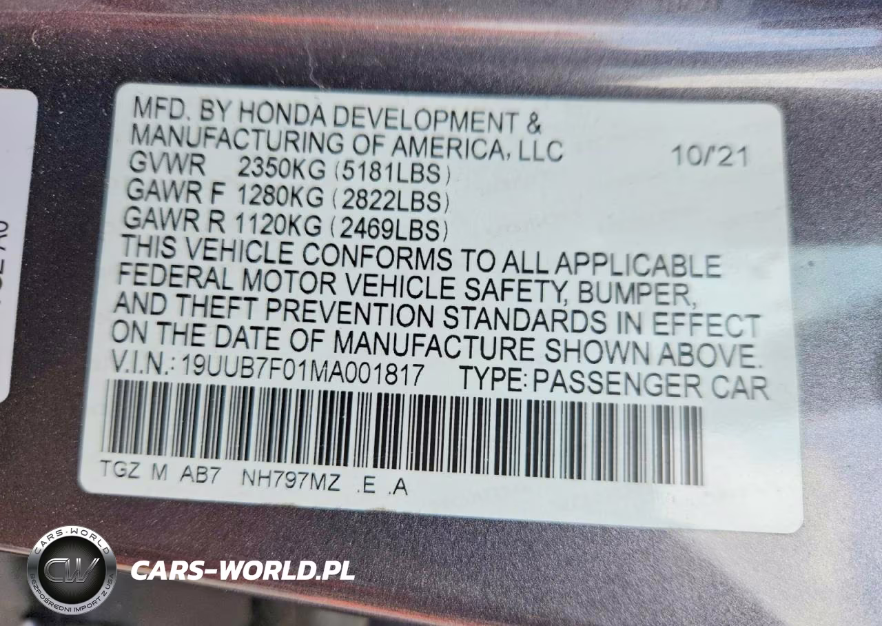 2021 Acura Tlx Type S VIN:19UUB7F01MA001817 - 12