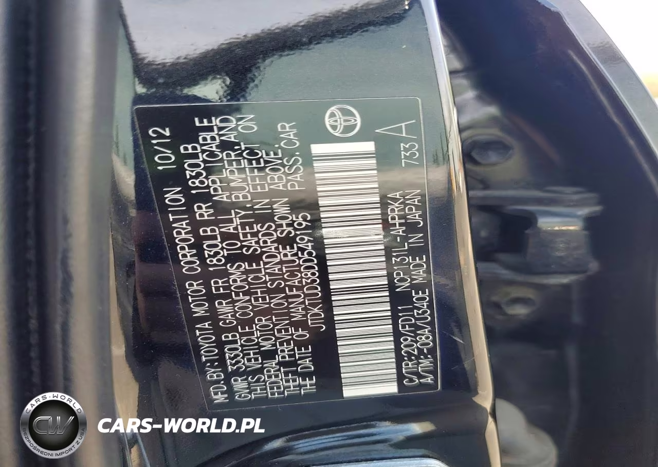 2013 Toyota Yaris 5-Door Se VIN:JTDKTUD38DD549195 - 12