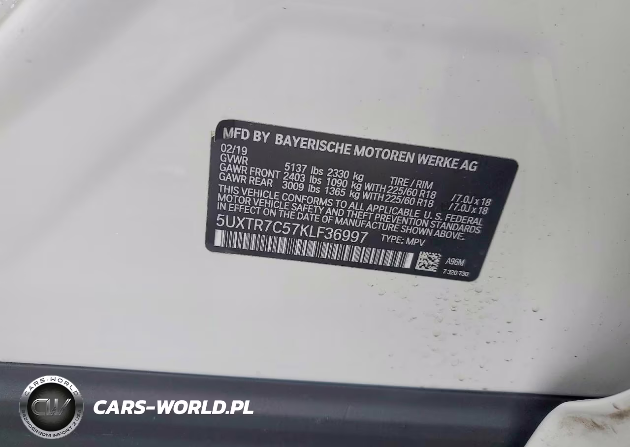 2019 BMW X3 Sdrive30I VIN:5UXTR7C57KLF36997 - 12