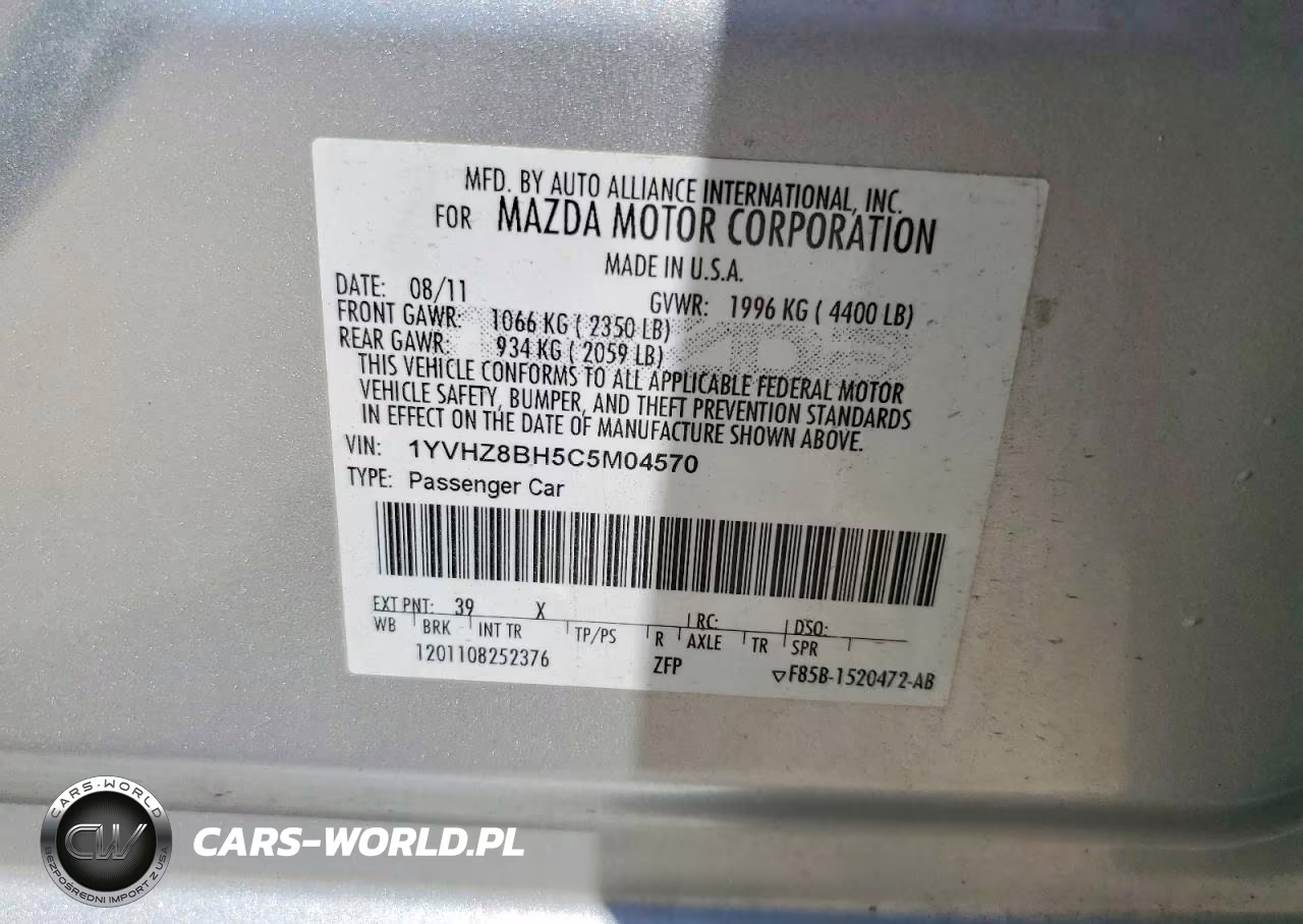2012 Mazda 6 I VIN:1YVHZ8BH5C5M04570 - 12
