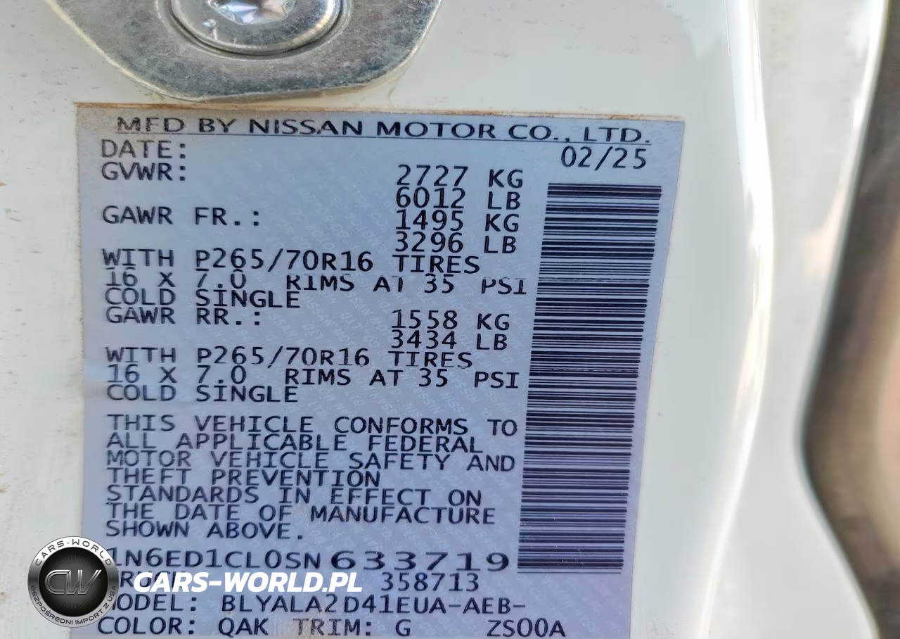 2025 Nissan Frontier S VIN:1N6ED1CL0SN633719 - 13