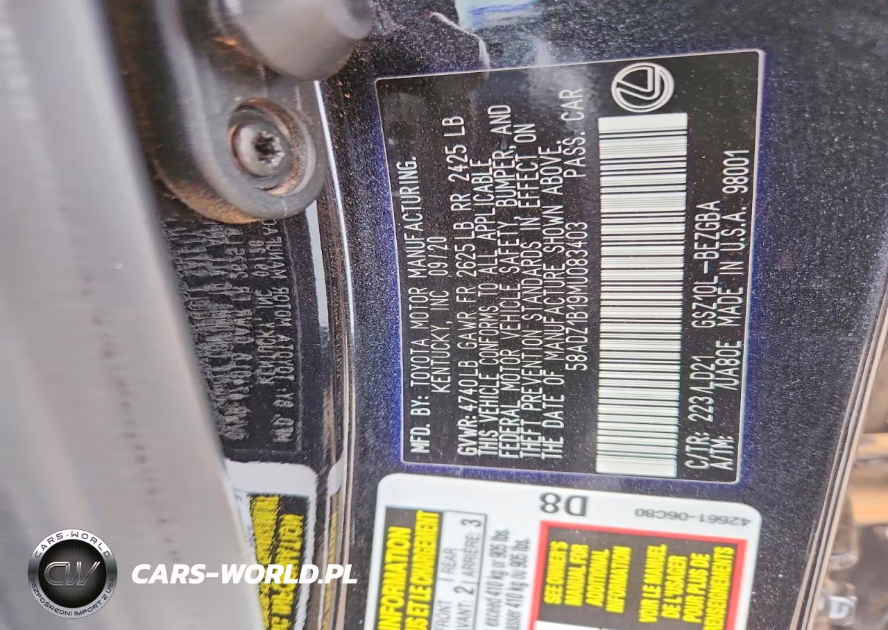 2021 Lexus Es 350 Base VIN:58ADZ1B19MU083403 - 13