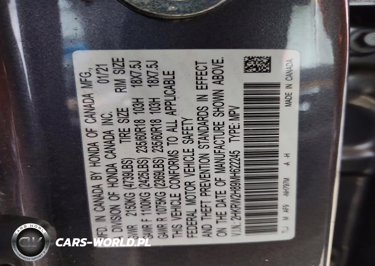 2021 Honda Cr-V Exl VIN:2HKRW2H89MH622245 - 13