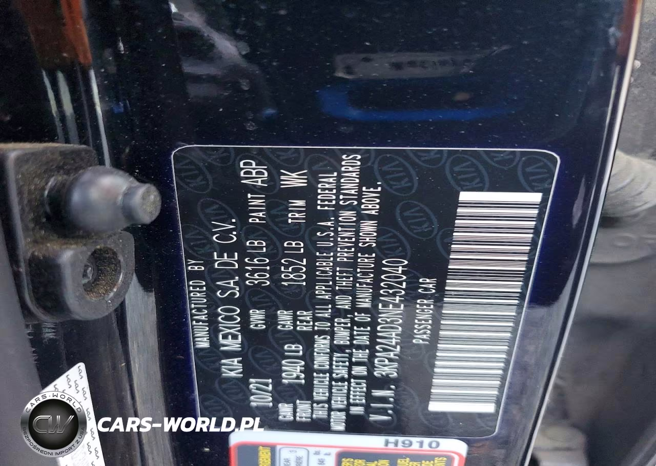 2022 Kia Rio S VIN:3KPA24AD3NE432040 - 12