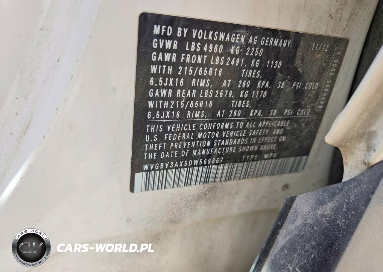 2013 Volkswagen Tiguan S VIN:WVGBV3AX5DW569867 - 12