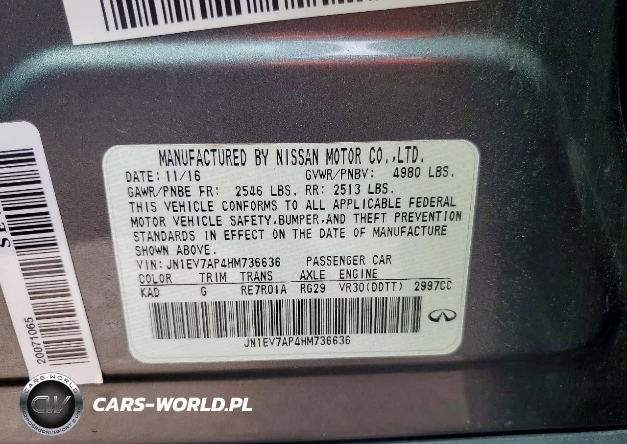 2017 Infiniti Q50 VIN:JN1EV7AP4HM736636 - 12