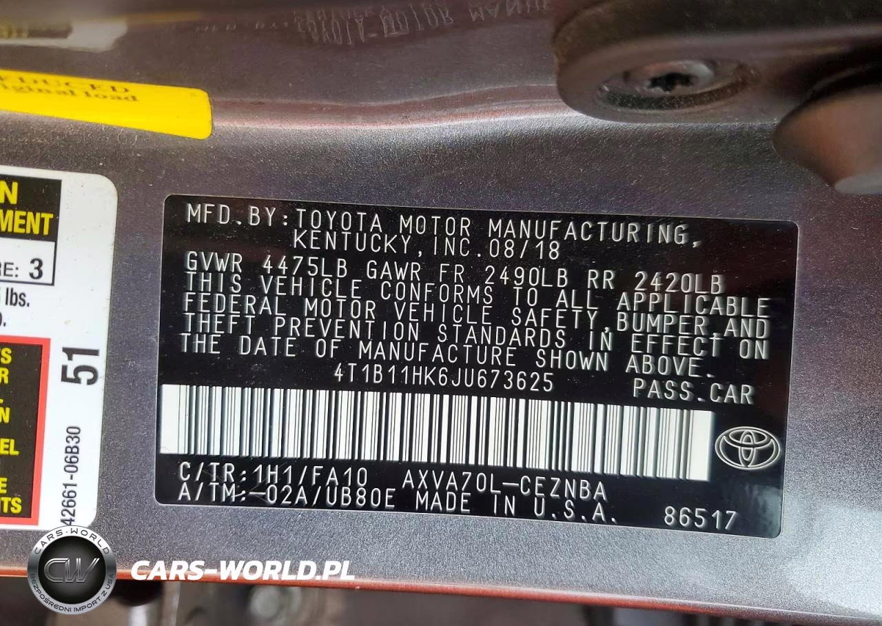 2018 Toyota Camry Le VIN:4T1B11HK6JU673625 - 12