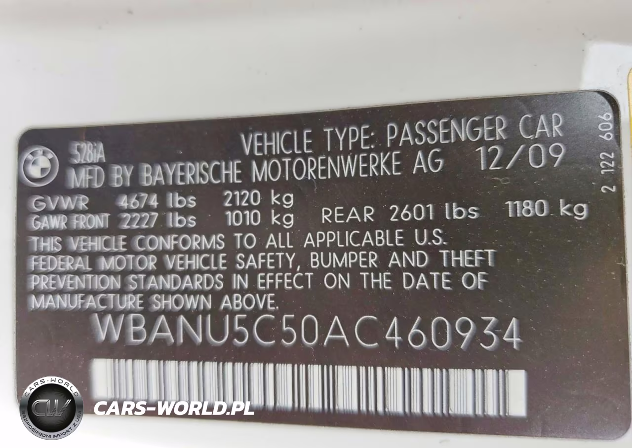 2010 BMW 528 I VIN:WBANU5C50AC460934 - 12
