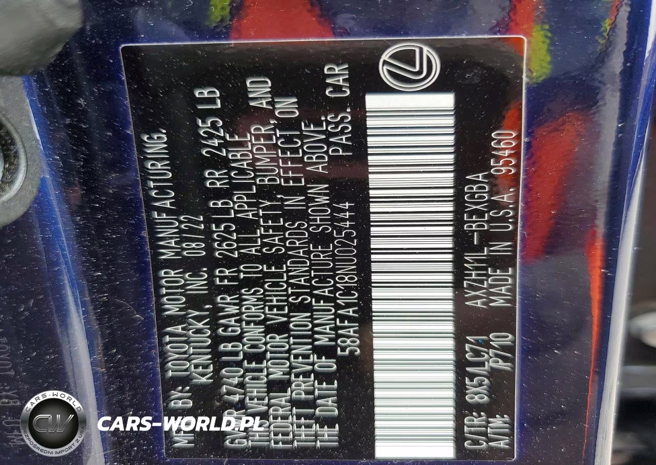 2022 Lexus Es 300H Ultra Luxury VIN:58AFA1C18NU025444 - 12