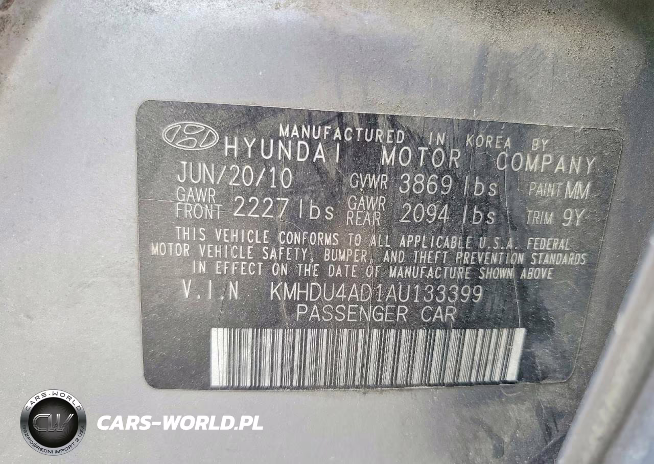 2010 Hyundai Elantra Gls VIN:KMHDU4AD1AU133399 - 12
