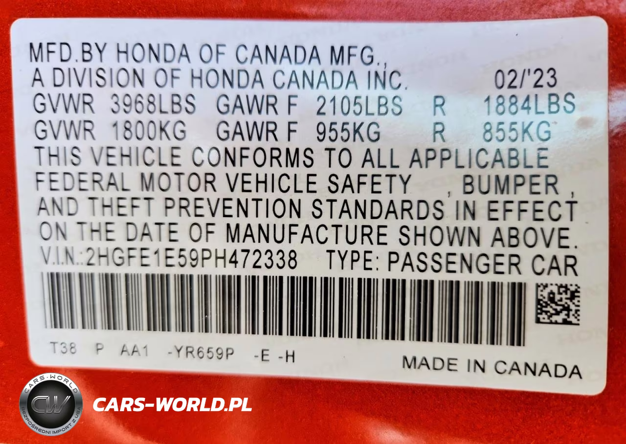 2023 Honda Civic Si VIN:2HGFE1E59PH472338 - 13