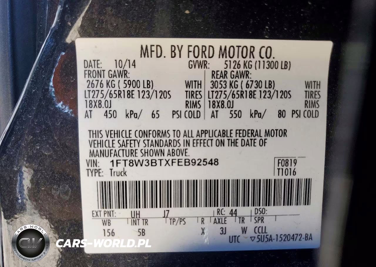 2015 Ford F350 Super Duty VIN:1FT8W3BTXFEB92548 - 12