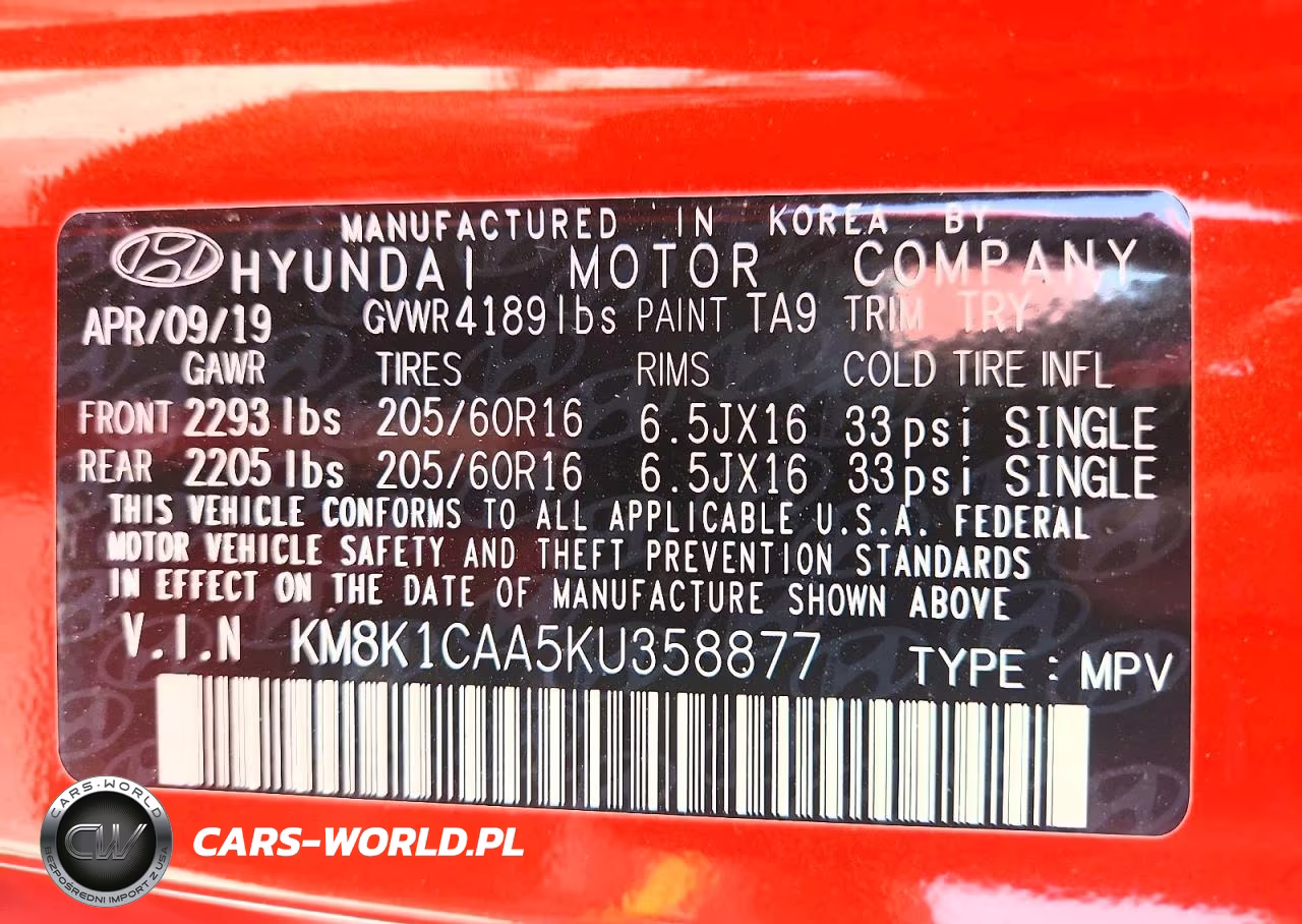 2019 Hyundai Kona Se VIN:KM8K1CAA5KU358877 - 14