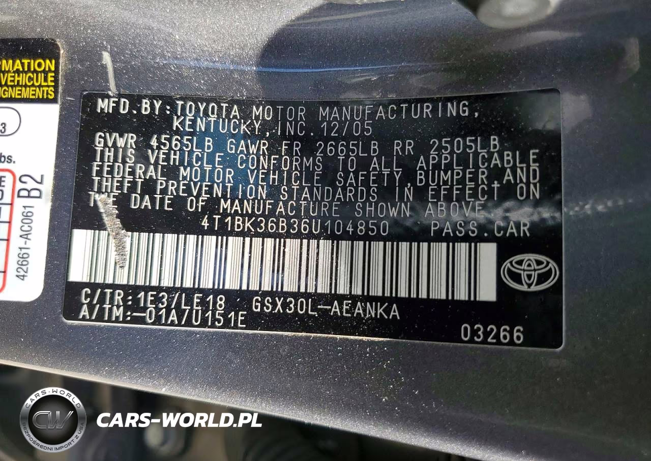 2006 Toyota Avalon Touring VIN:4T1BK36B36U104850 - 12