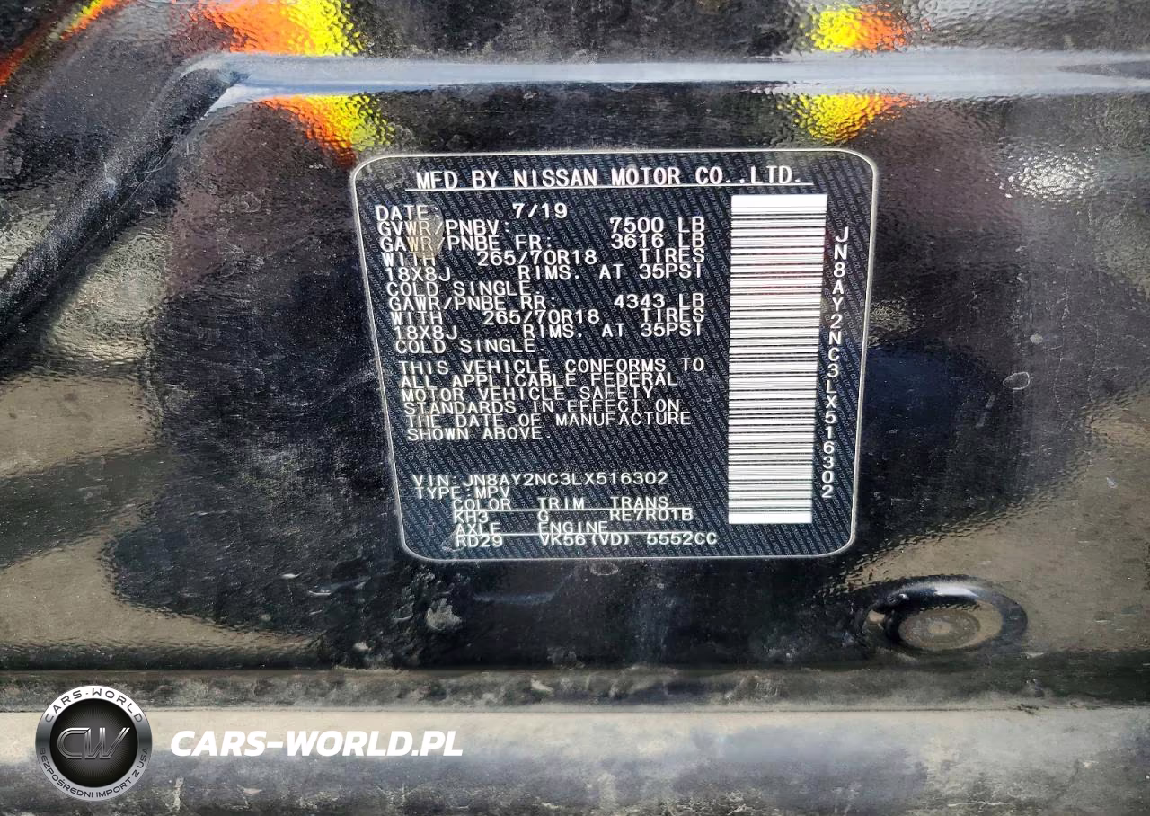 2020 Nissan Armada Sv VIN:JN8AY2NC3LX516302 - 13