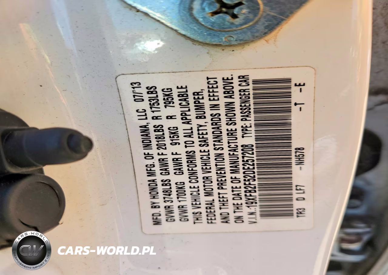 2013 Honda Civic Lx VIN:19XFB2F52DE257208 - 13