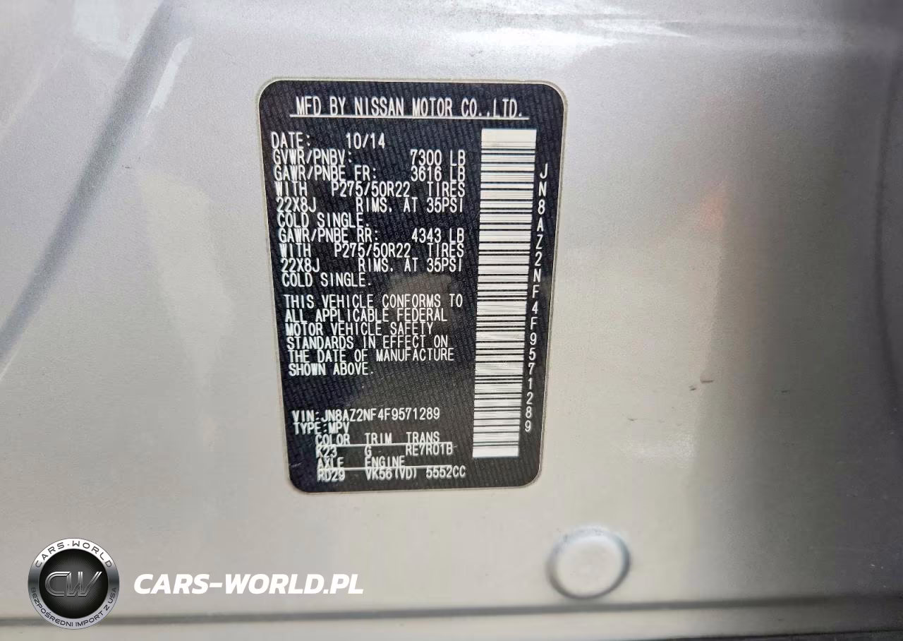 2015 Infiniti Qx80 Base VIN:JN8AZ2NF4F9571289 - 12
