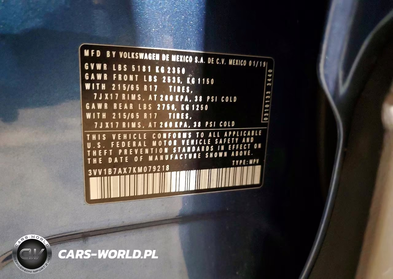 2019 Volkswagen Tiguan S VIN:3VV1B7AX7KM079218 - 14