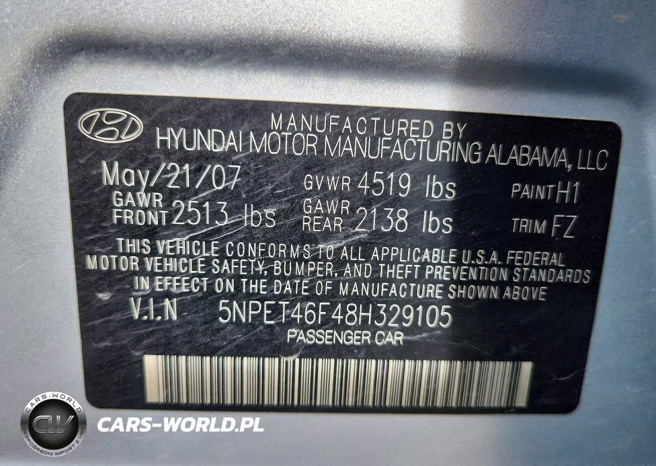 2008 Hyundai Sonata Gls VIN:5NPET46F48H329105 - 12