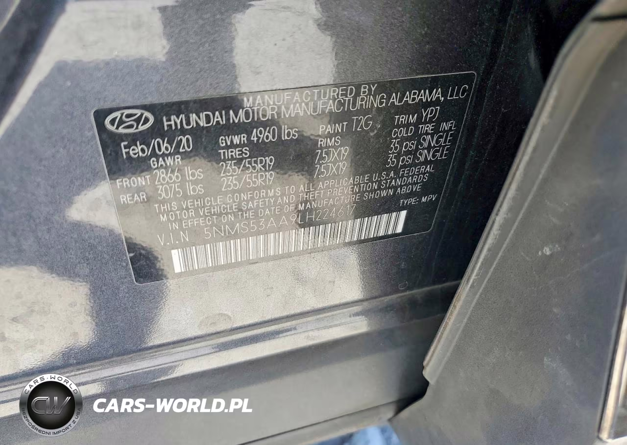2020 Hyundai Santa Fe Limited 2.0T VIN:5NMS53AA9LH224617 - 12