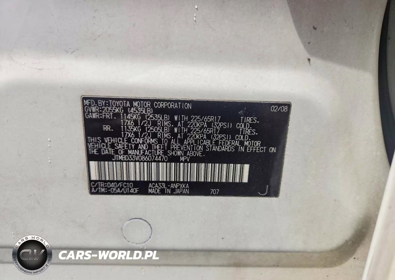 2008 Toyota Rav4 Base VIN:JTMBD33V086074470 - 13