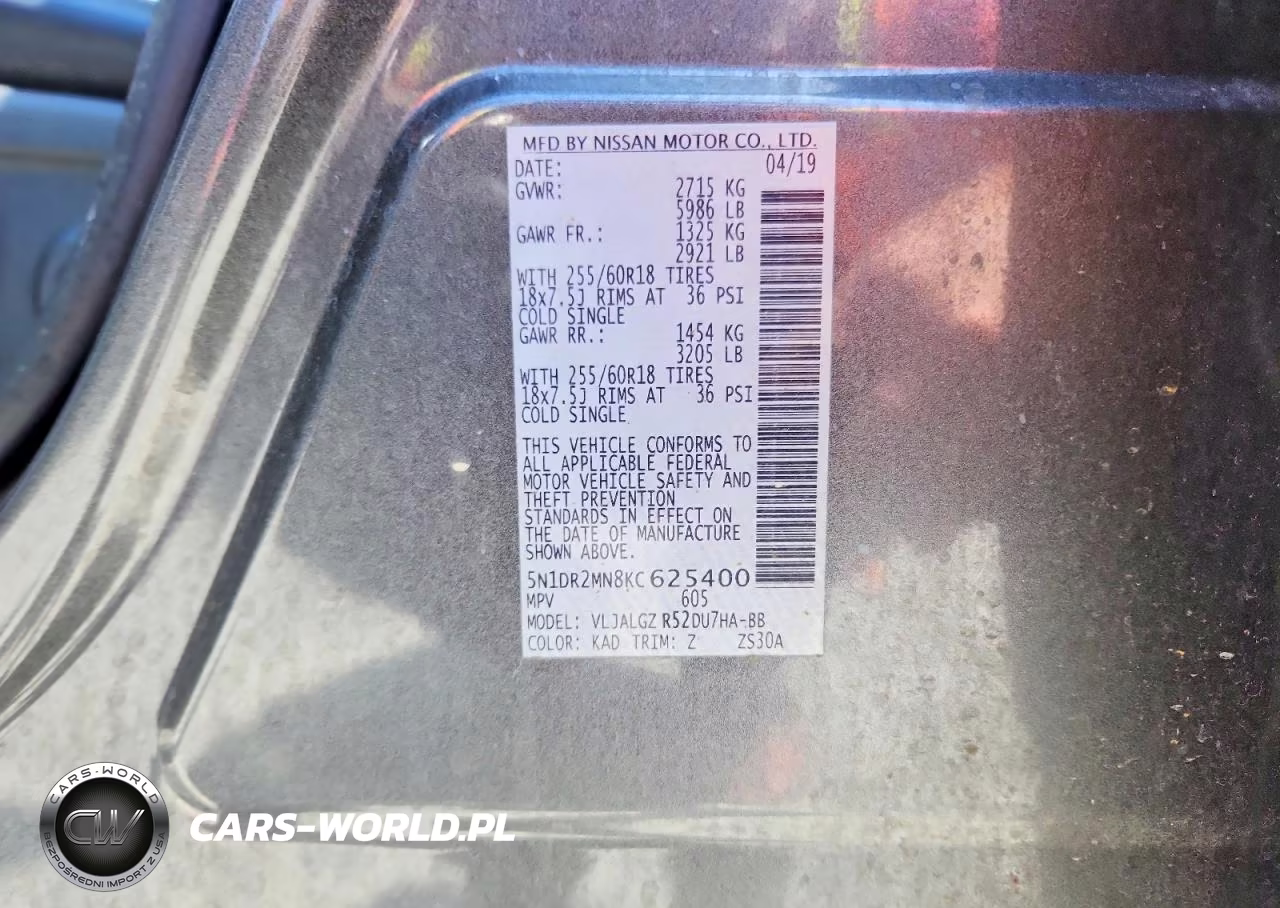 2019 Nissan Pathfinder Sl VIN:5N1DR2MN8KC625400 - 13