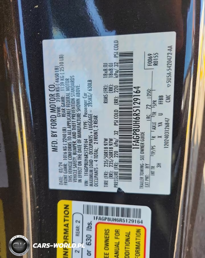 2024 Ford Mustang VIN:1FAGP8UH6R5129164 - 12