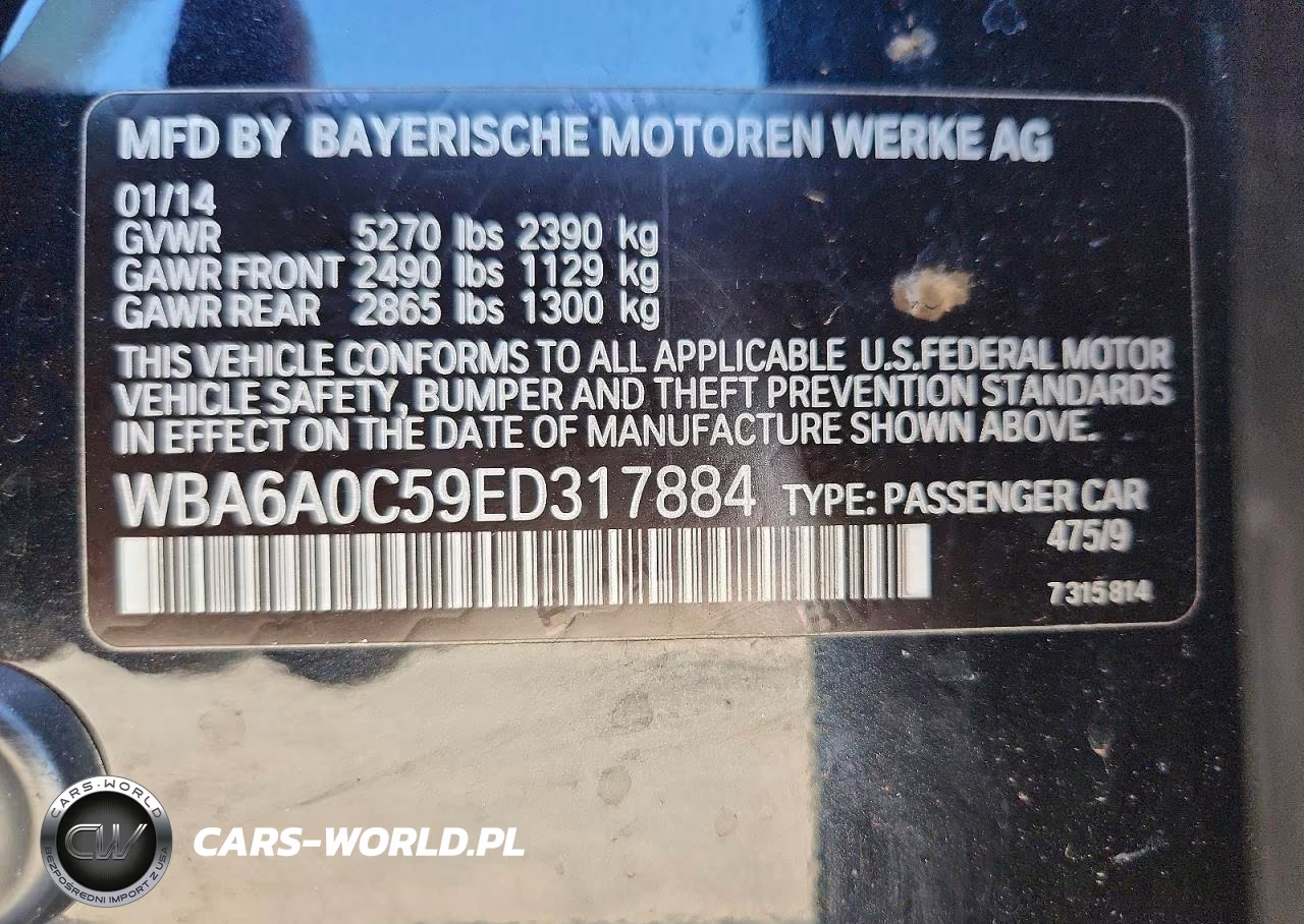 2014 BMW 640 I VIN:WBA6A0C59ED317884 - 12