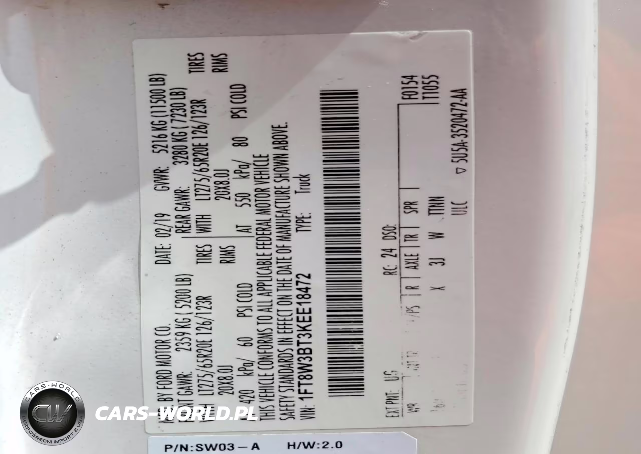 2019 Ford F350 Super Duty VIN:1FT8W3BT3KEE18472 - 10