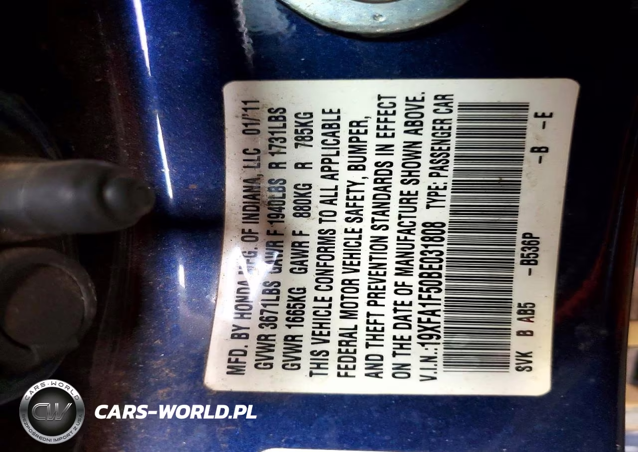 2011 Honda Civic Lx VIN:19XFA1F50BE031808 - 13
