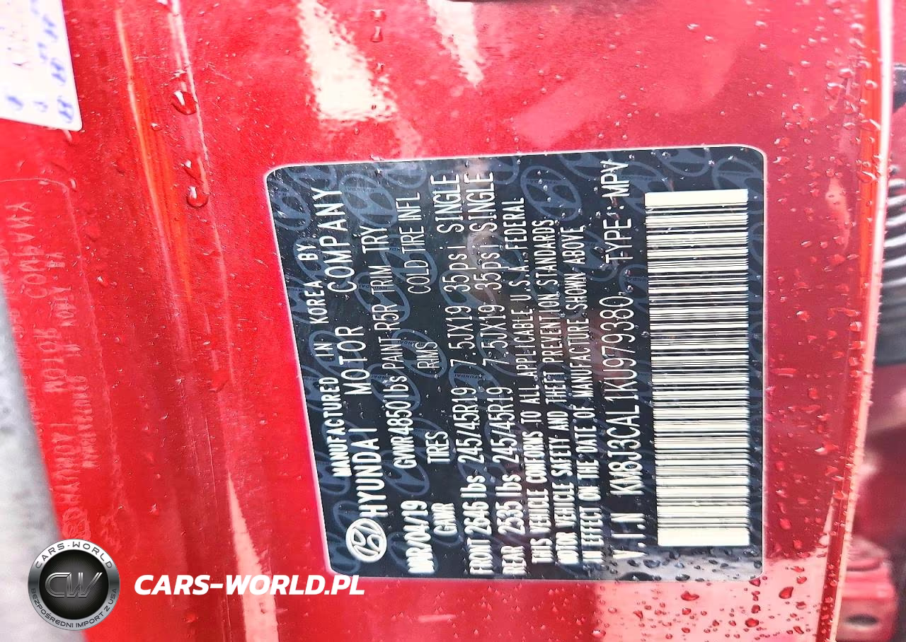 2019 Hyundai Tucson Sport VIN:KM8J3CAL1KU979380 - 13