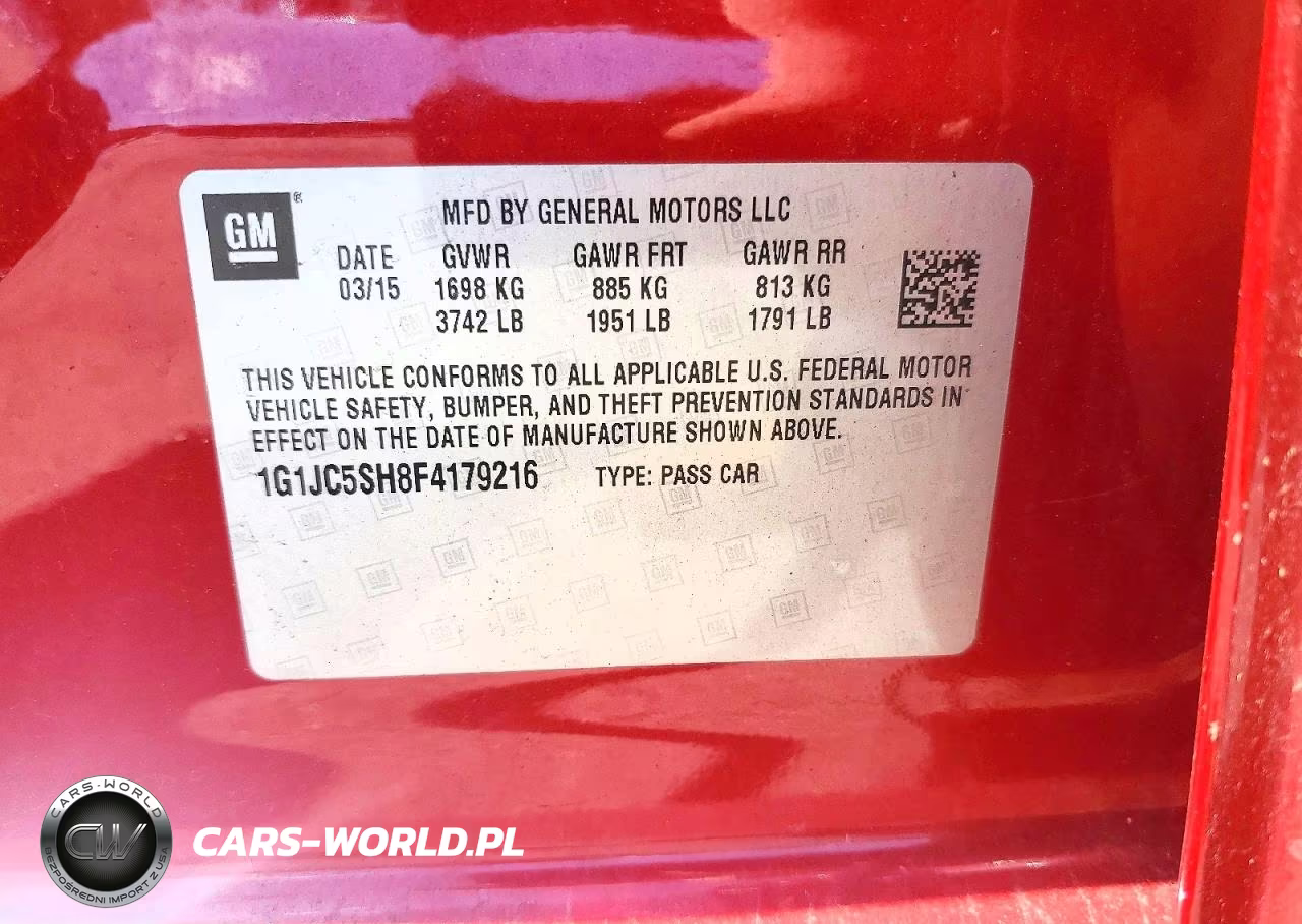 2015 Chevrolet Sonic Lt VIN:1G1JC5SH8F4179216 - 12
