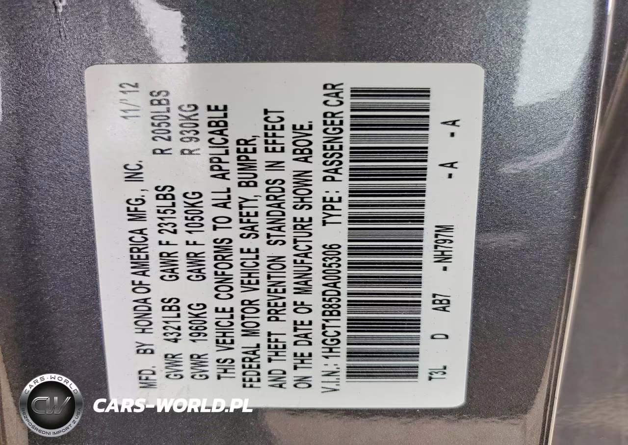 2013 Honda Accord Exl VIN:1HGCT1B85DA005306 - 12