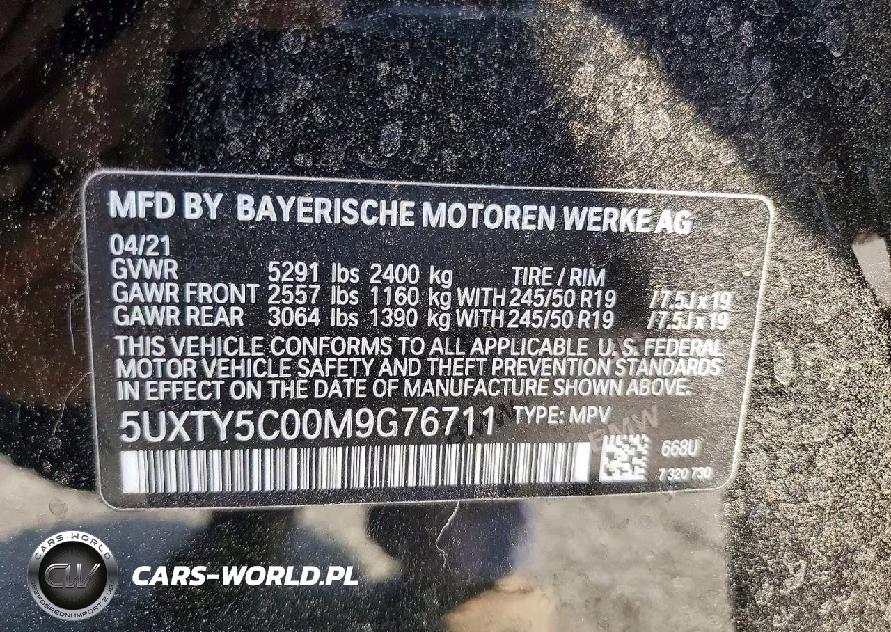 2021 BMW X3 xDrive30I VIN:5UXTY5C00M9G76711 - 13