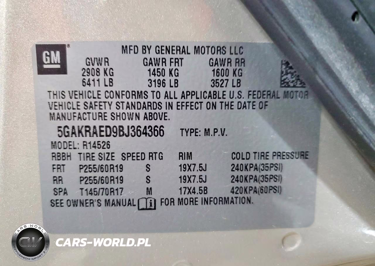 2011 Buick Enclave Cx VIN:5GAKRAED9BJ364366 - 12