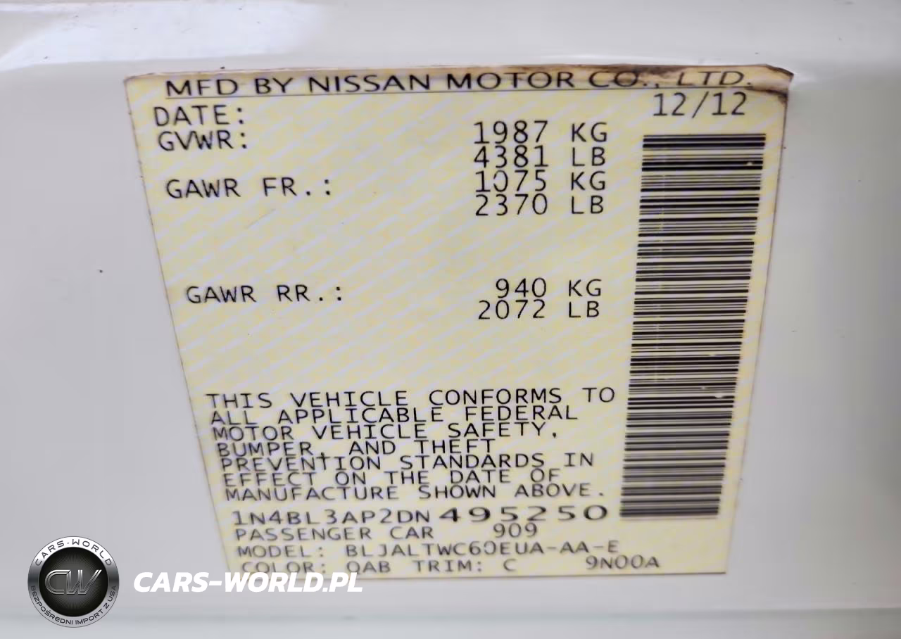 2013 Nissan Altima 3.5 S VIN:1N4BL3AP2DN495250 - 12