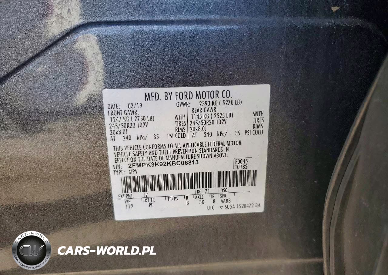 2019 Ford Edge Titanium VIN:2FMPK3K92KBC06813 - 13