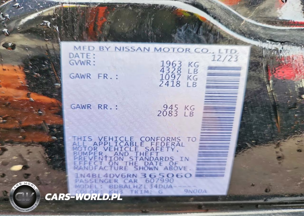 2024 Nissan Altima Sv VIN:1N4BL4DV6RN365060 - 13